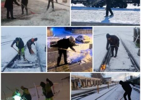 تداوم خدمت‌رسانی اداره راه‌آهن شمال۲ در پی بارش برف اخیر